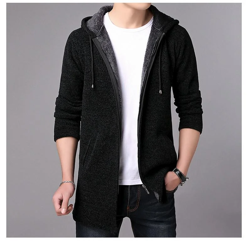 Act Fast Long Hooded Cardigan Sweater For Men
