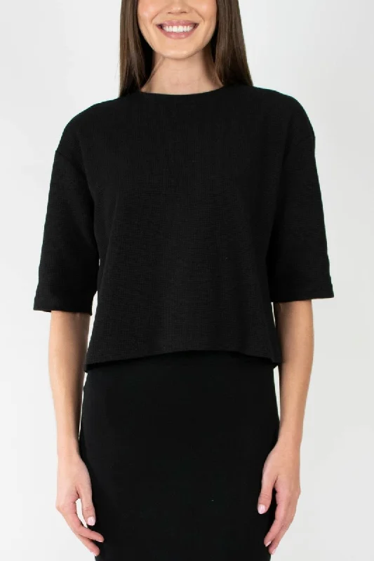 Weekend Offers You Can't Ignore REMI TEE WAFFLE KNIT (JET BLACK)
