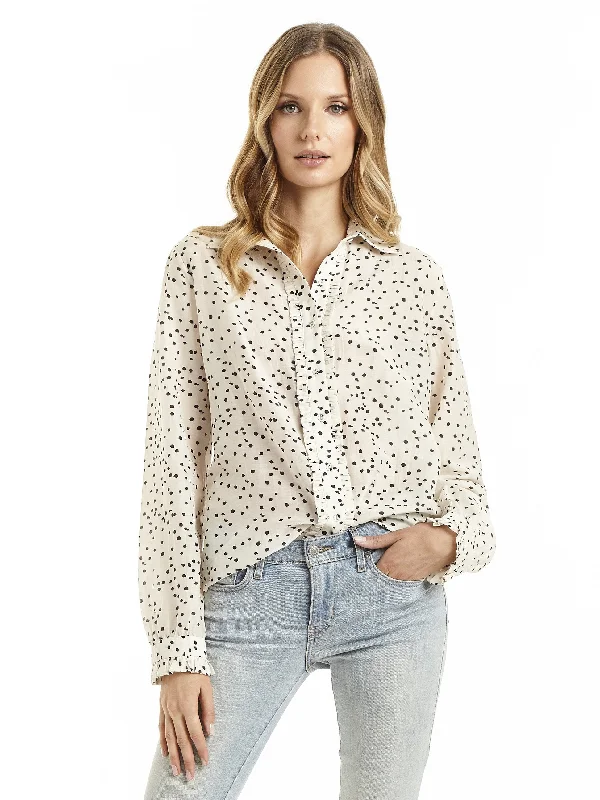 Exclusive Deal Secret Mission Long Sleeve Polka Dot Blouse