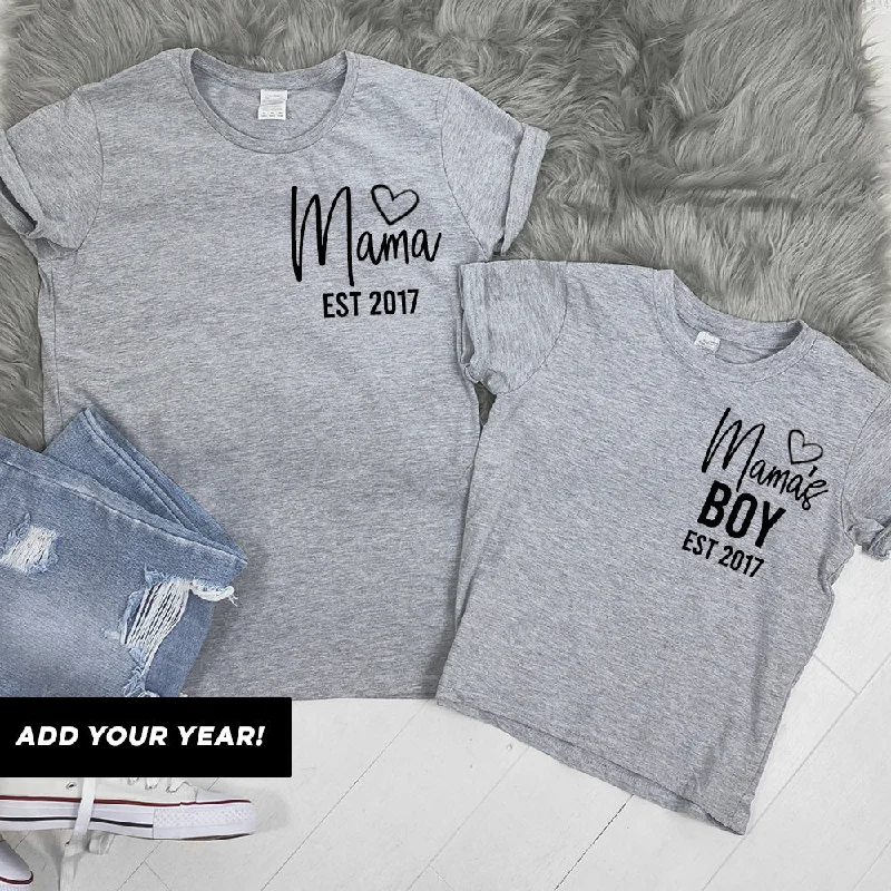 Mega Discount Personalised Mama & Boy Established Mum & Kid Matching Tees (MRK X)