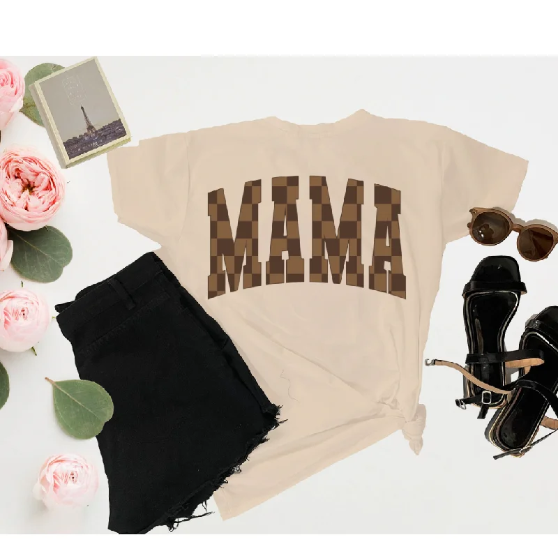 Bonus Offer Grunge style mama checkered tshirt