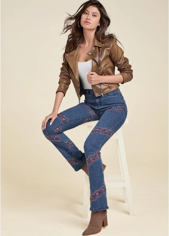 Discount Extravaganza Embellished Bootcut Jeans - Medium Wash