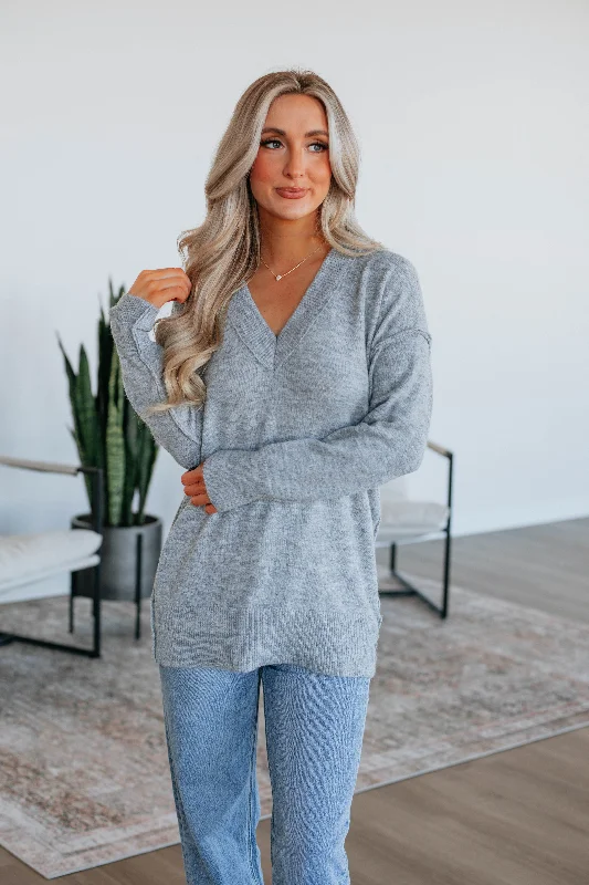 Steals and Deals Shenia Oversized Sweater - Heather Grey