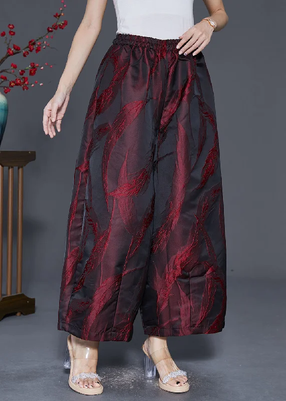 Bonus Offer Organic Mulberry Feather Jacquard Pockets Silk Wide Leg Pants Fall