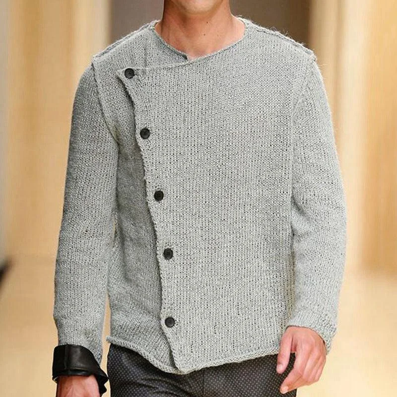 Reduced Rates Diagonal Placket Men Cardigan Sweater