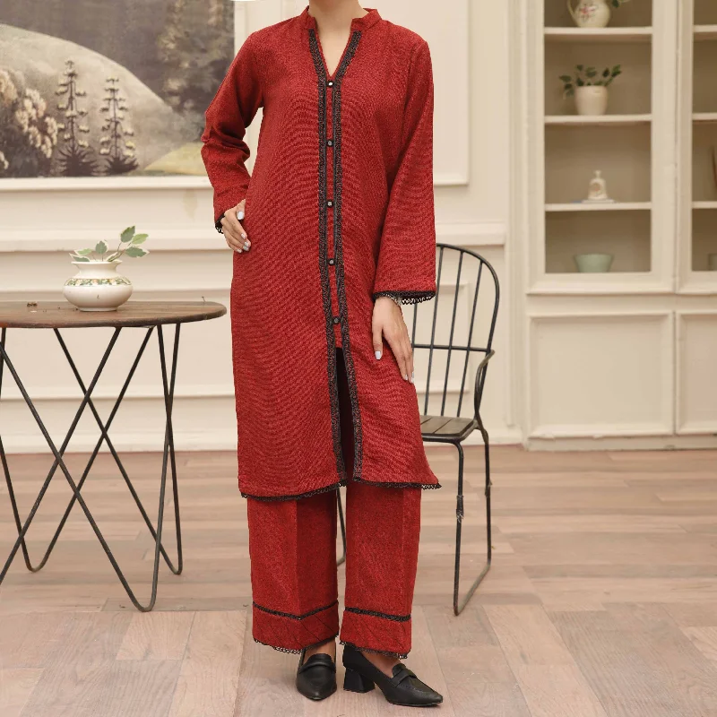 Online Deal Red Flannel Co ord Set PW4129