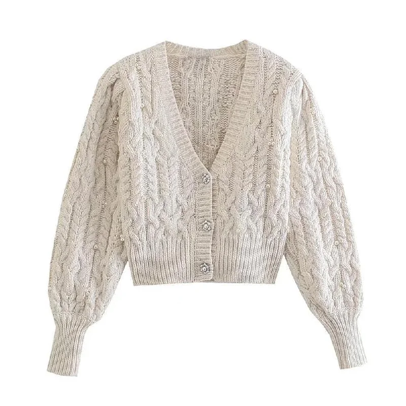 Unmissable Offer Women Crop Vintage Cardigan Sweaters