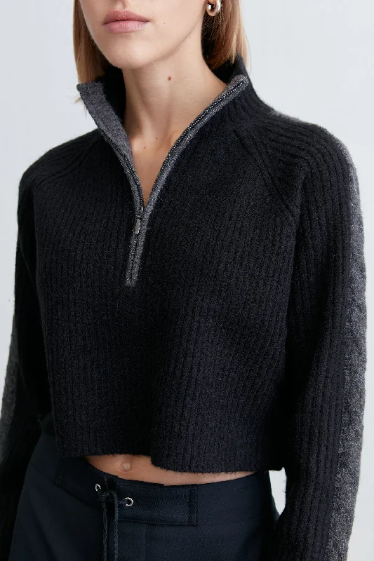 Weekend Savings Spectacle HALF ZIP SWEATER WITH CONTRAST DETAILS