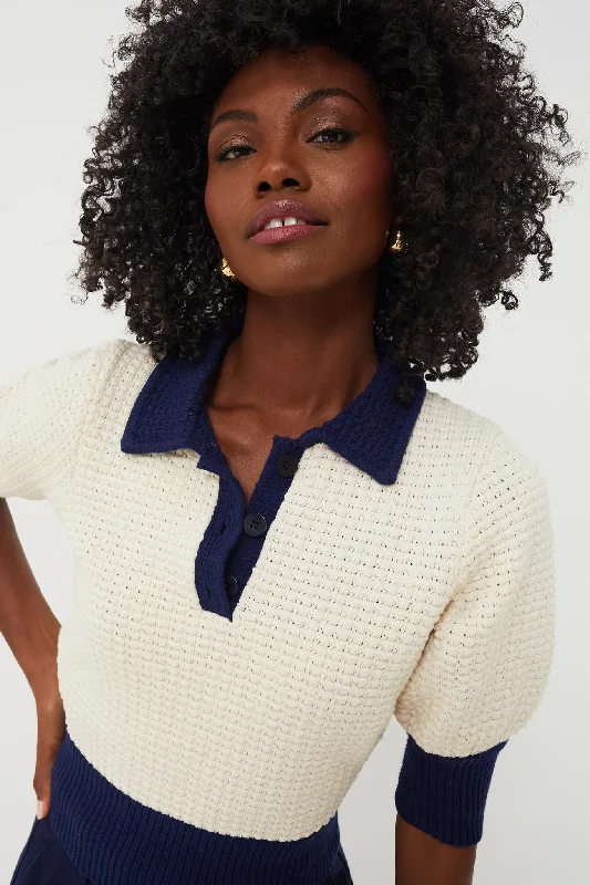 Savings Galore Ivory and Navy Altea Sweater
