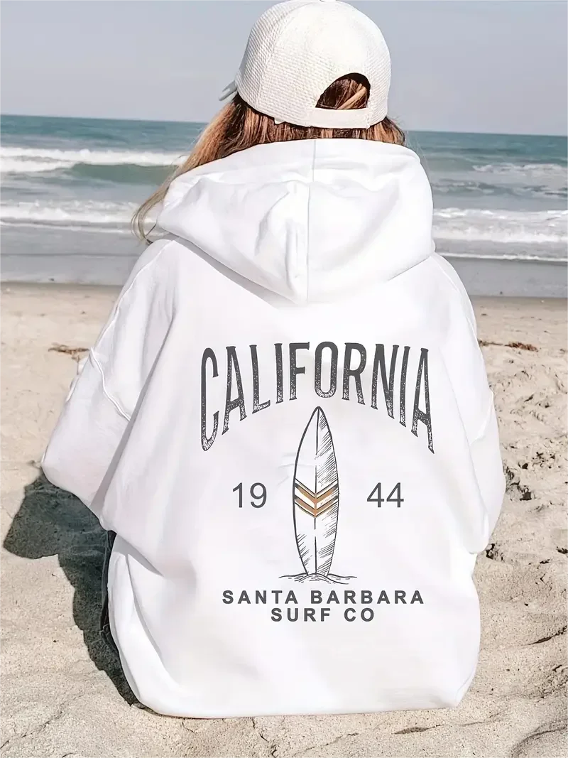 Crazy Deals Casual Long Sleeve Surf Print Hoodie