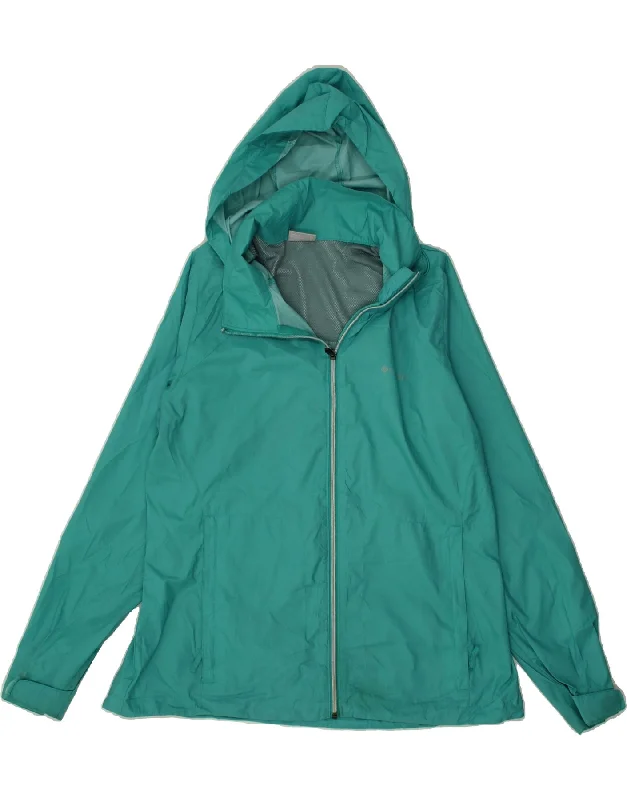 Early Bird Discount COLUMBIA Womens Hooded Rain Jacket UK 18 XL Turquoise Nylon