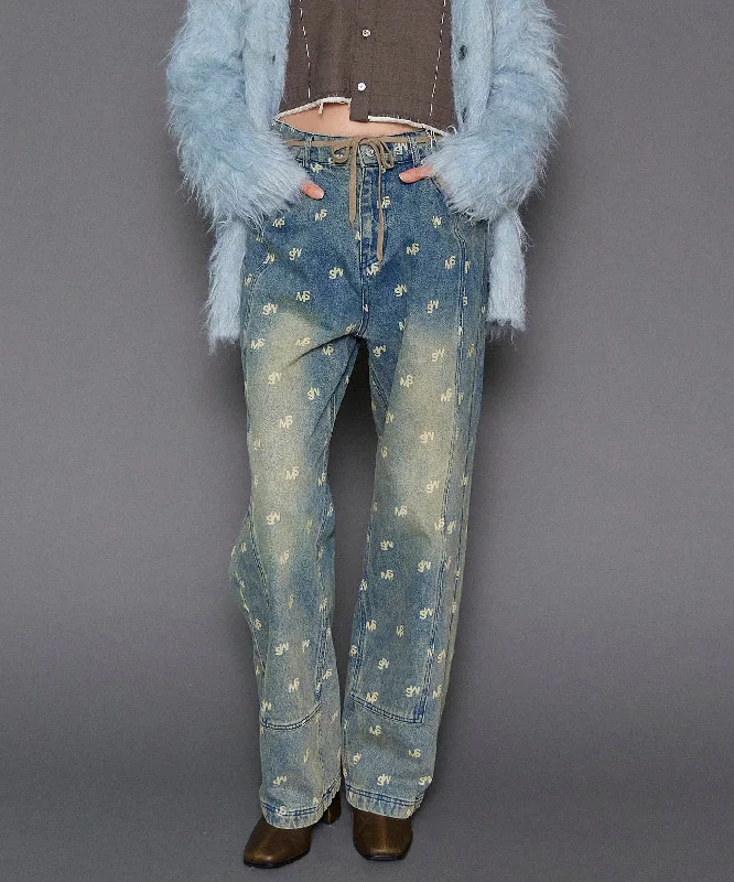 Weekend Bargains to Indulge In Monogram Print Denim Pants