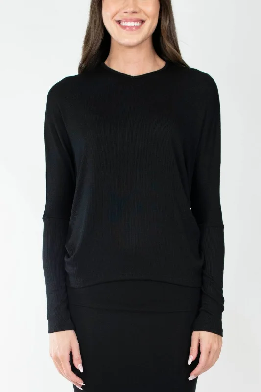 Weekend Discounts to Grab DOLMAN RIBBED V (BLACK)