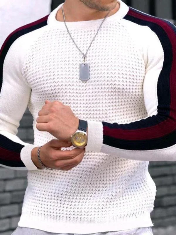 Big Discounts Geometric Round Neck Men Pullover Sweater