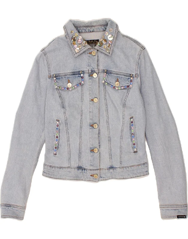 Markdown Sale CAPPOPERA Womens Crop Denim Jacket IT 42 Medium Blue Cotton