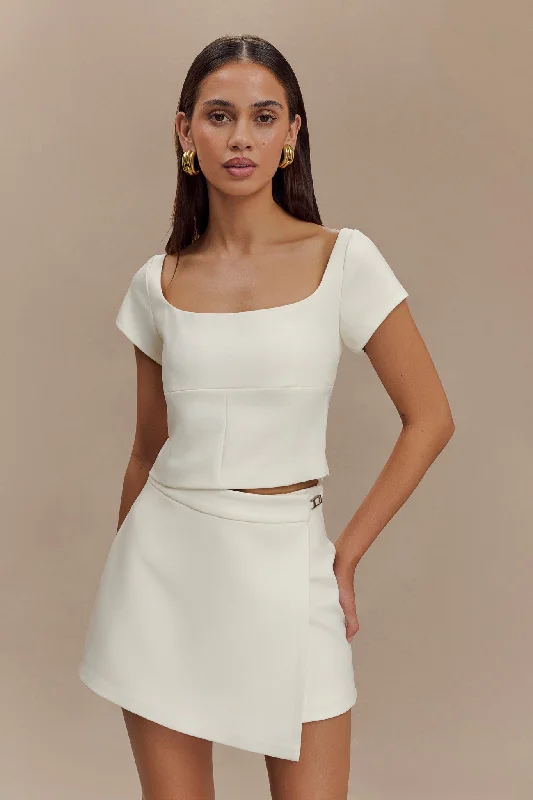 Big Deal Ellis Cap Sleeve Longline Suiting Top - Ivory