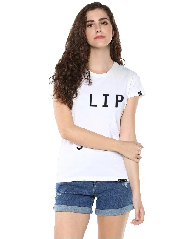 Weekend Savings Extravaganza Womens Half Sleeve Slip Printed White Color Tshirts