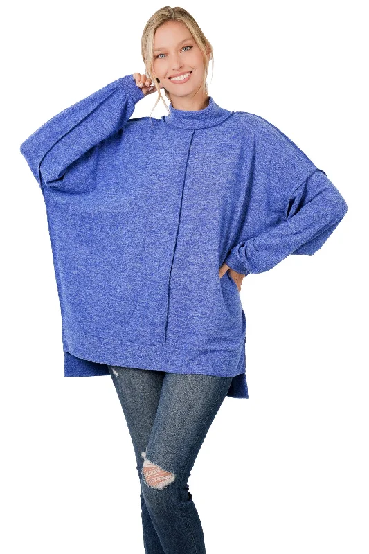 Unbeatable Prices Bright Blue Oversized Mock Neck