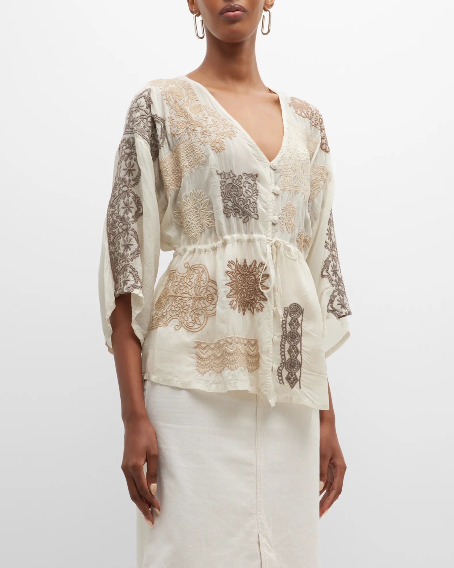 Weekend Offers That Delight Johnny Was Button-Down Lace Blouse