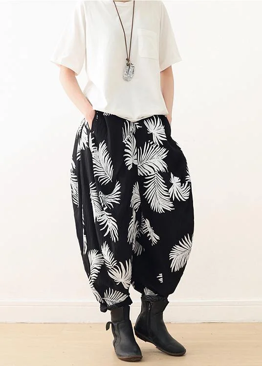 Instant Savings Women White Print Elastic Waist Cotton Pants