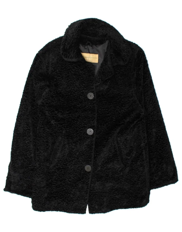 Weekend Deals That Wow VINTAGE Womens Overcoat UK 8 Small Black Viscose