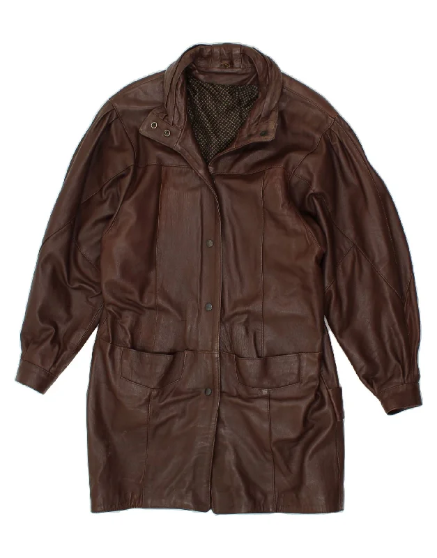 Special Discount VINTAGE Womens Leather Coat UK 18 XL Brown Leather