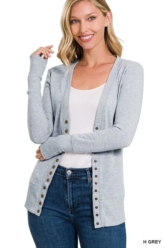 Price Rollback SNAP BUTTON SWEATER CARDIGAN WITH RIBBED DETAIL