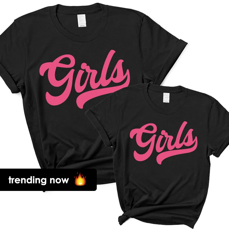 Online Specials GIRLS University Script Matching Black T-Shirts