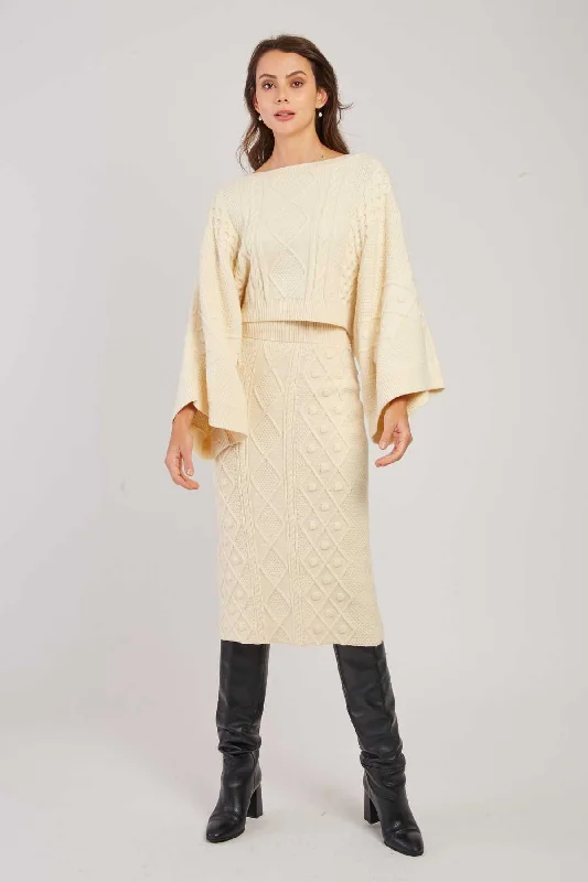 Savings Alert Gemina Knit Mid length Skirt - Ecru