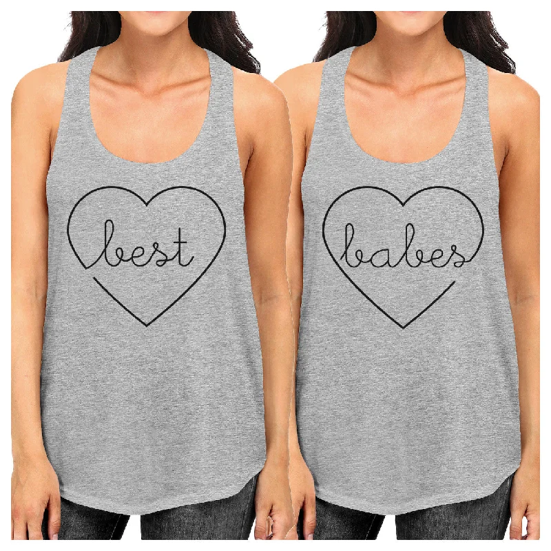 Big Savings Best Babes BFF Matching Grey Tank Tops