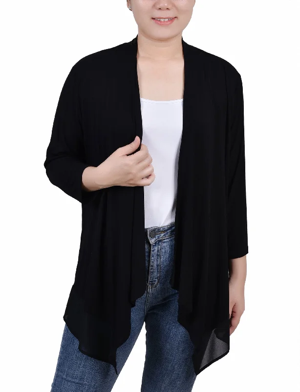 Overstock Clearance 3/4 Sleeve Sharkbite Hem Cardigan