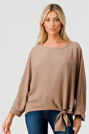 Take Advantage Taupe Tie Top