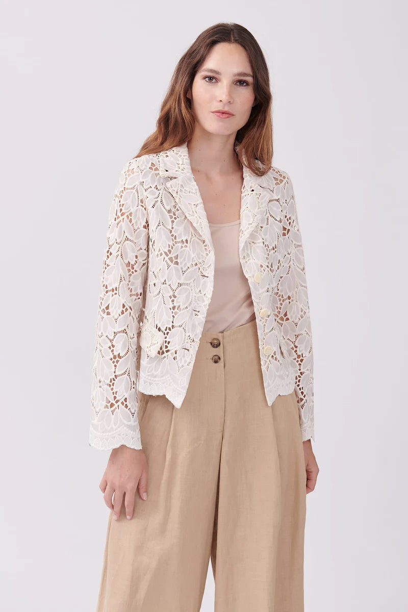 Exclusive Savings Yoana eyelet/lace shirt jacket- Ecru