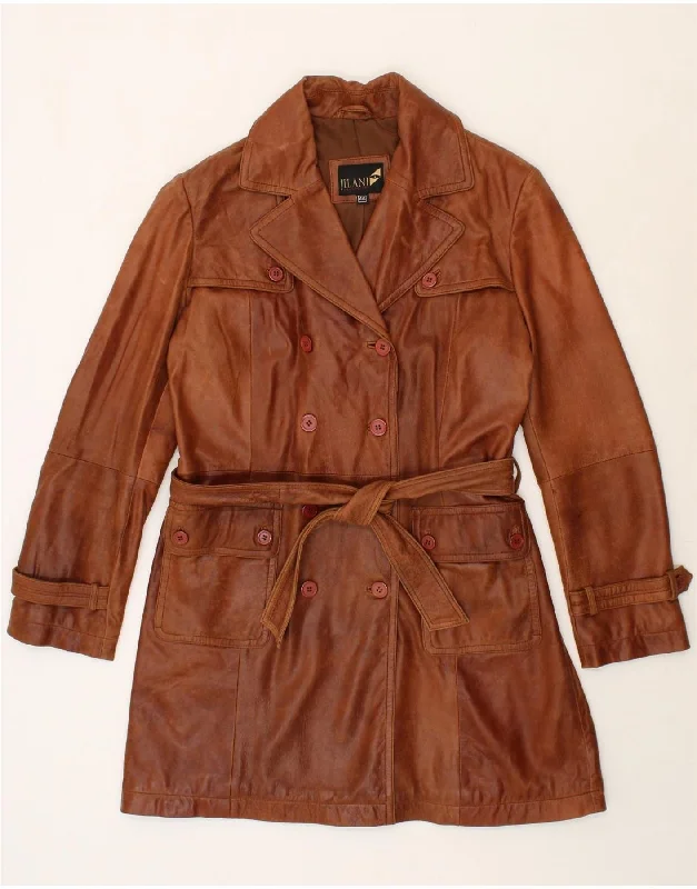 Your Weekend, Your Savings JILANI Womens Leather Coat EU 46 XL Brown