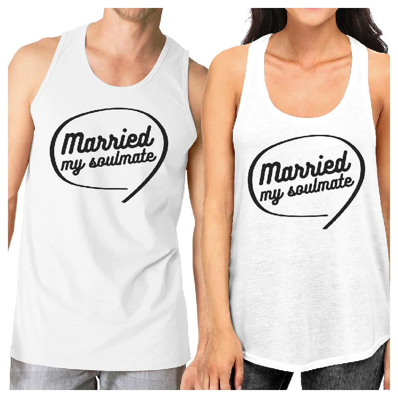 Deal Explosion Married My Soulmate Matching Couple White Tank Tops