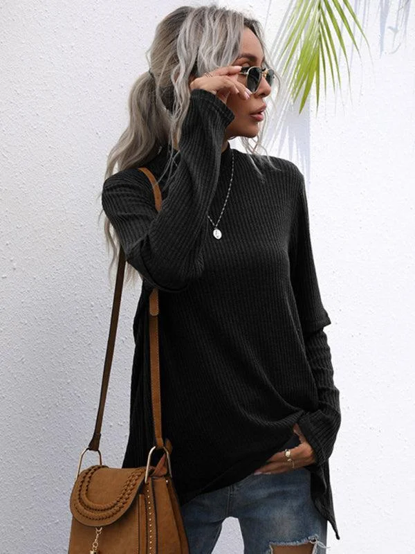 Weekend Deals to Make You Happy Black Loose Turtleneck Pullover Sweater Women