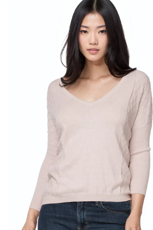 Mega Sale Cara Textured V-Neck Sweater Cotton Cashmere