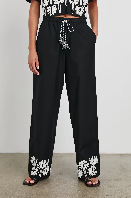 Weekend Bargains to Savor EMMIE PANT - BLACK IVORY PALM TREES