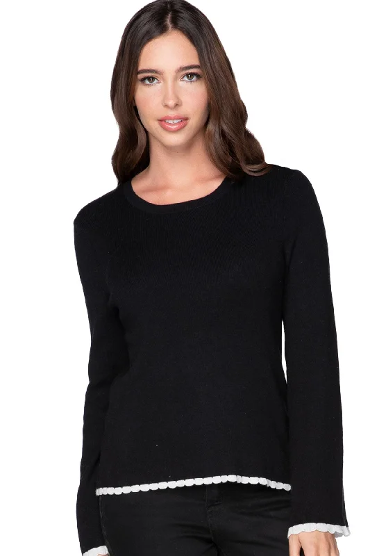 New Deal Charlotte Scallop Edge Sweater Zen Blend Crewneck Pullover
