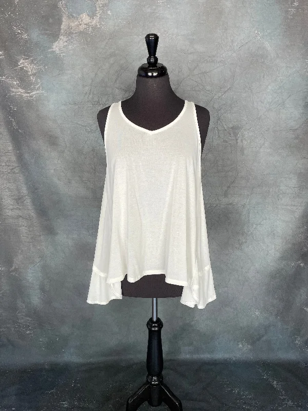 Extra Savings White Back Ruffle Tank Top