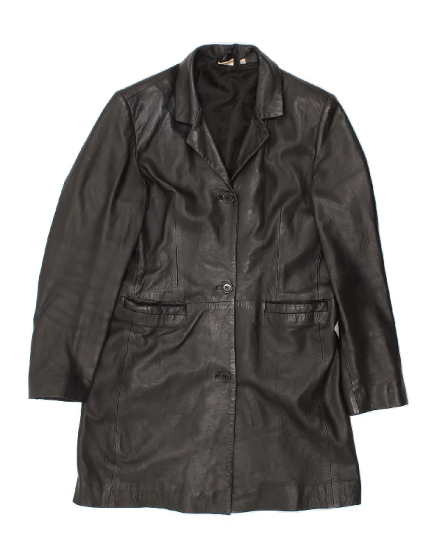 Can't Miss VINTAGE Womens Leather Coat UK 14 Medium  Black Leather
