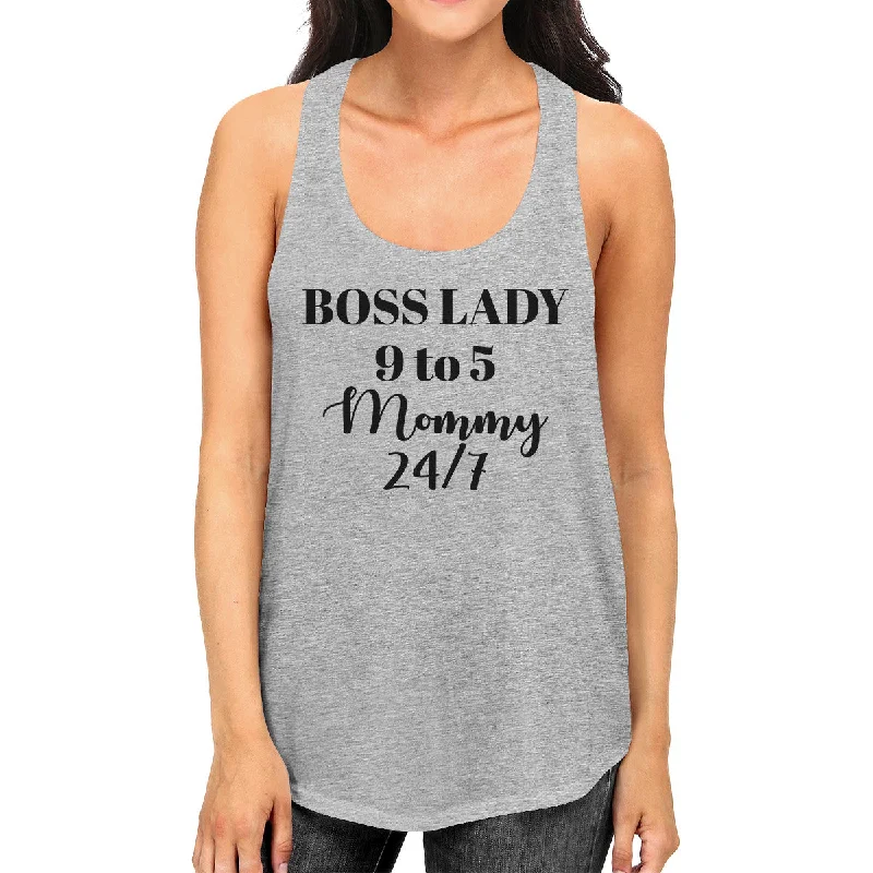 Now Available Boss Lady Mommy Women's Grey Sleeveless Shirt Funny Gift For Wife