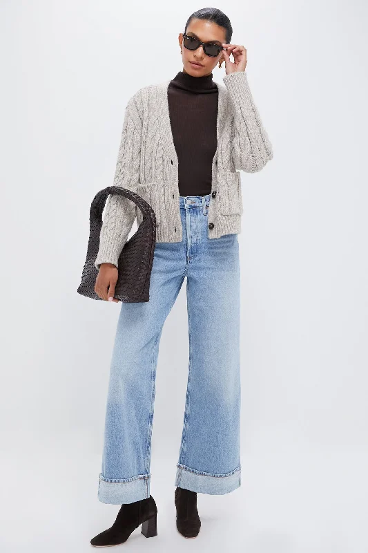 Weekend Offers That Sizzle Gray Cable Knit Cropped Arthur Cardigan