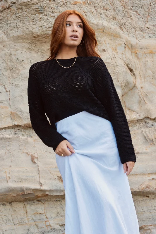 Sale Event Dawn Black Crochet Knit Jumper