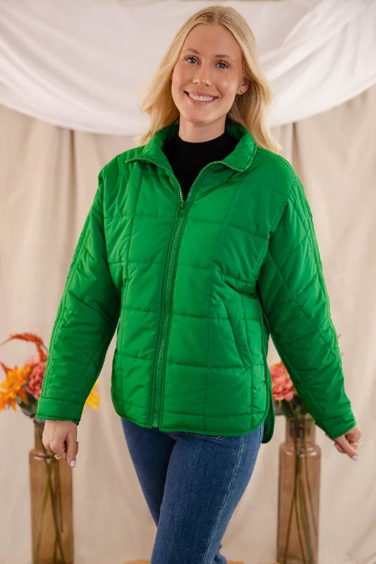 Great Bargains Don't Hesitate Puffer Jacket-Green