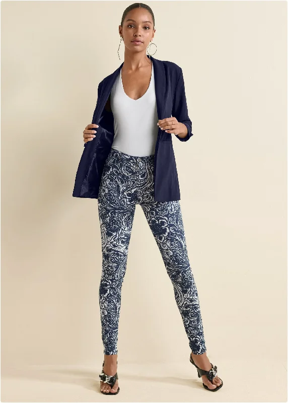 Reduced Price Paisley Print Skinny Jeans - Blue Multi