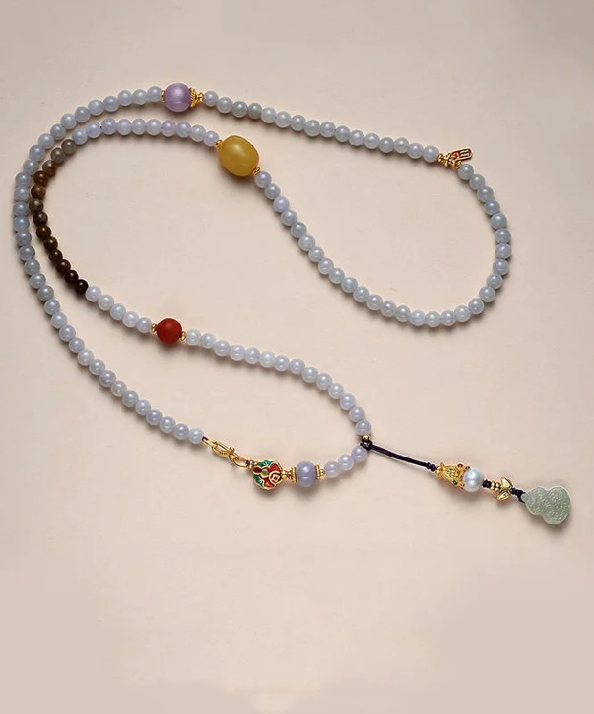 Today’s Deal Chinese Style Gradient Color Jade Pearl Agate Beading Sweater Pendant Necklace