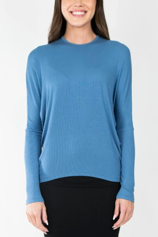Amazing Deals DOLMAN RIBBED CREW (DENIM)