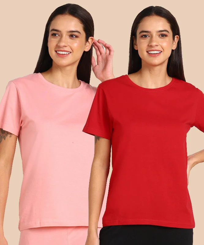 Online Exclusive Womens Regular  Fit Combo Solid Tshirt