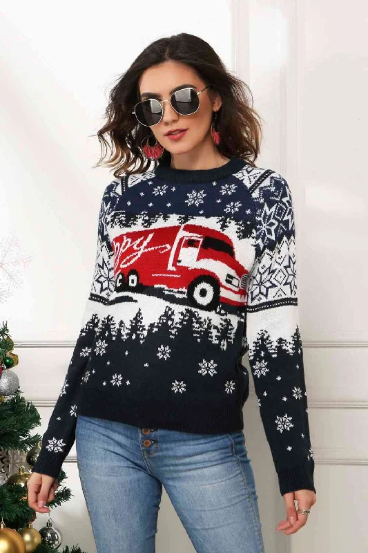 Crazy Deals HAPPY Christmas Raglan Sleeve Sweater